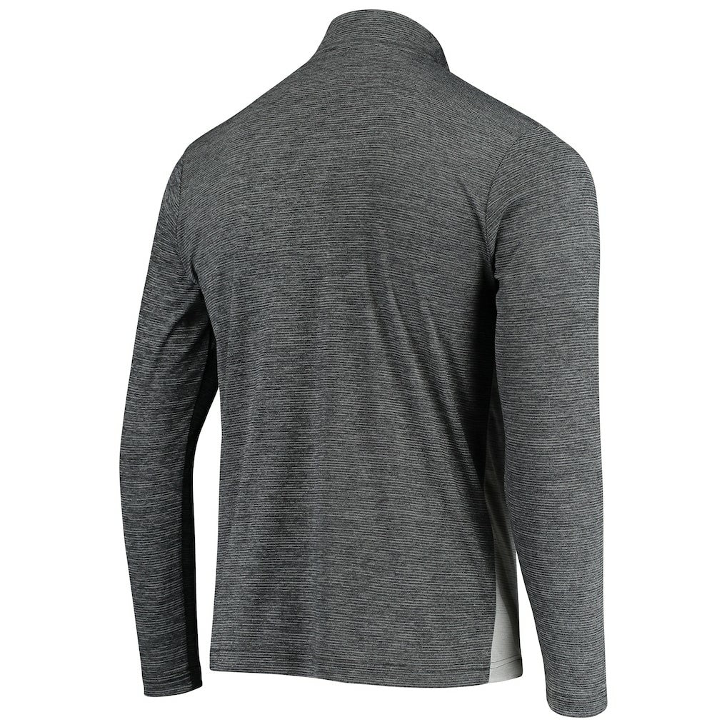 Las Vegas Raiders Antigua Throwback Cycle Quarter-Zip Jacket - Black/Heathered Gray - NFL