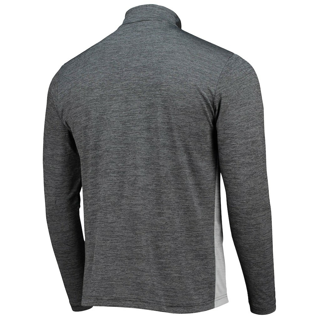 New Orleans Saints Antigua Throwback Cycle Quarter-Zip Jacket - Black/Heathered Gray - NFL