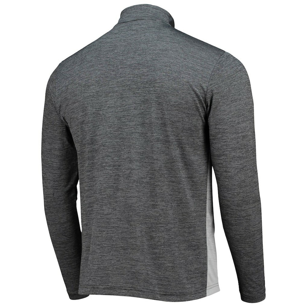 New Orleans Saints Antigua Throwback Cycle Quarter-Zip Jacket - Black/Heathered Gray - NFL