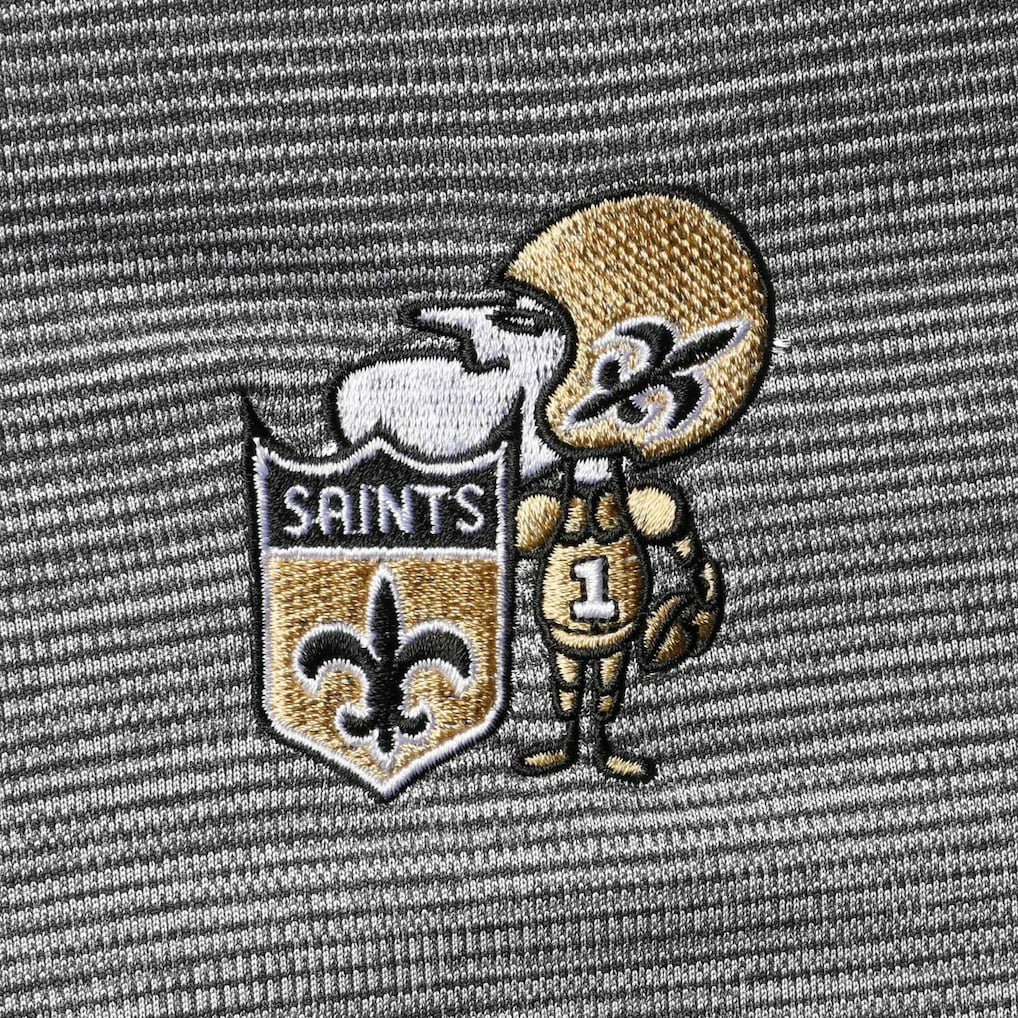 New Orleans Saints Antigua Throwback Cycle Quarter-Zip Jacket - Black/Heathered Gray - NFL