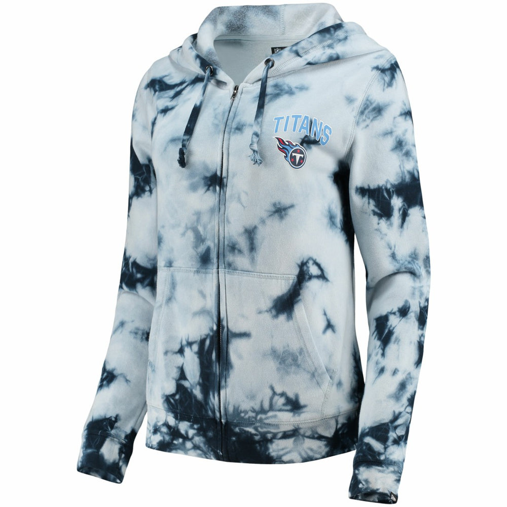 Tennessee Titans New Era Women's Tie-Dye Fleece Full-Zip Hoodie - Navy - NFL