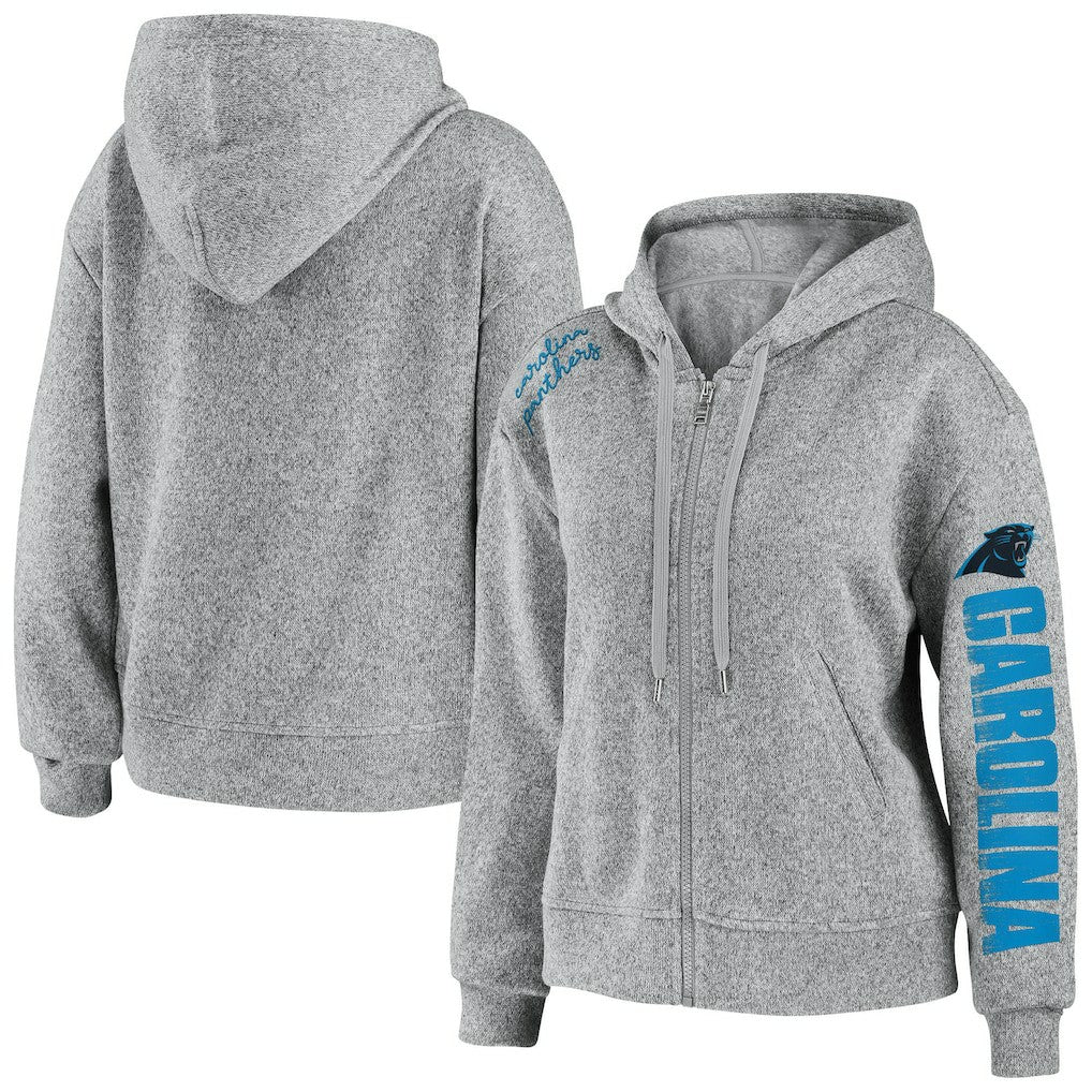 Carolina Panthers WEAR by Erin Andrews Women's Full-Zip Hoodie - Heathered Gray - NFL