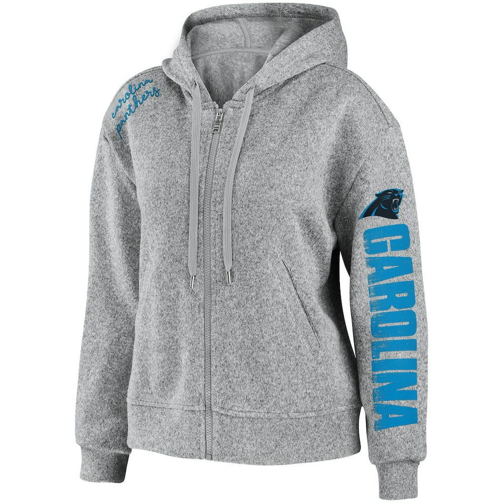 Carolina Panthers WEAR by Erin Andrews Women's Full-Zip Hoodie - Heathered Gray - NFL