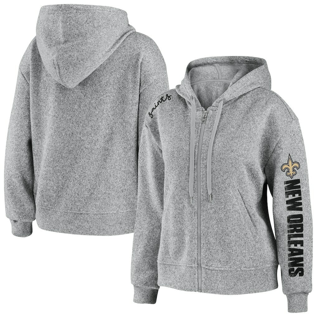 New Orleans Saints WEAR by Erin Andrews Women's Full-Zip Hoodie - Heathered Gray - NFL