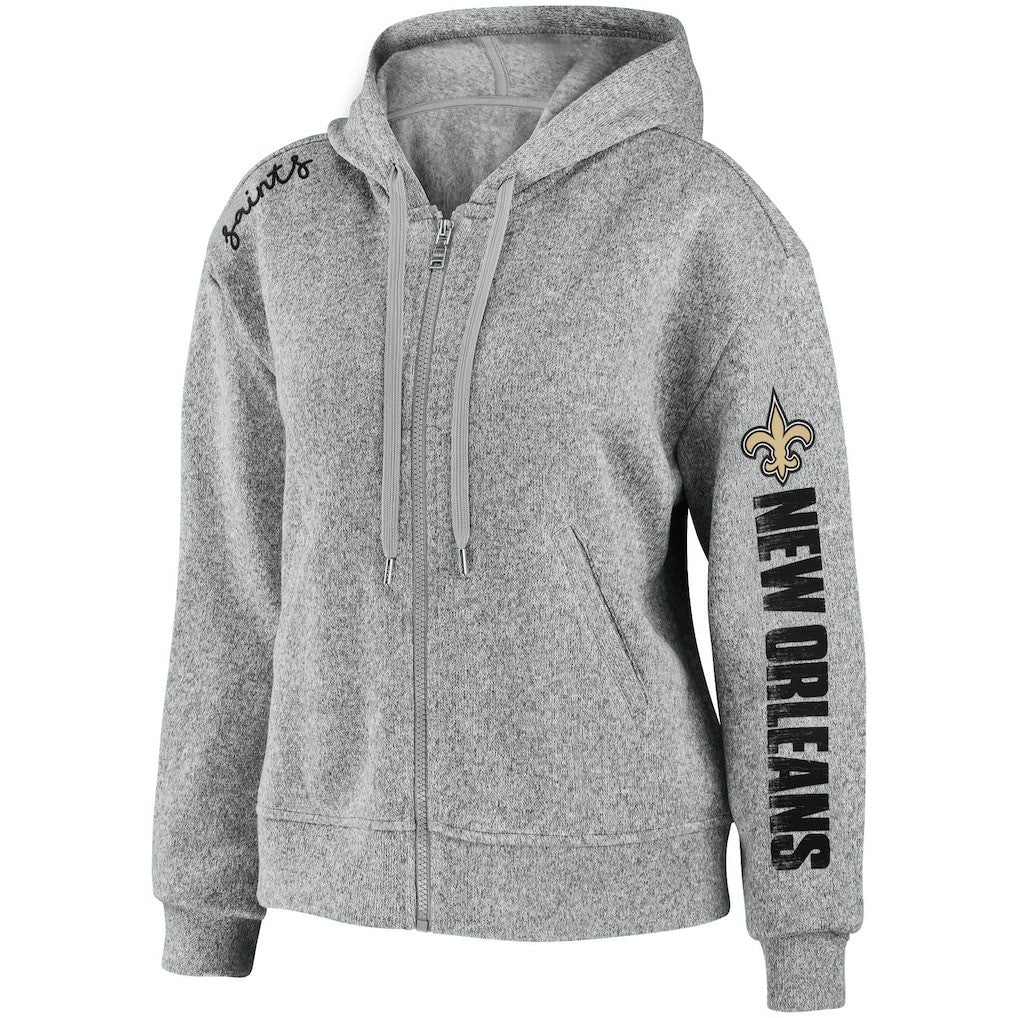 New Orleans Saints WEAR by Erin Andrews Women's Full-Zip Hoodie - Heathered Gray - NFL