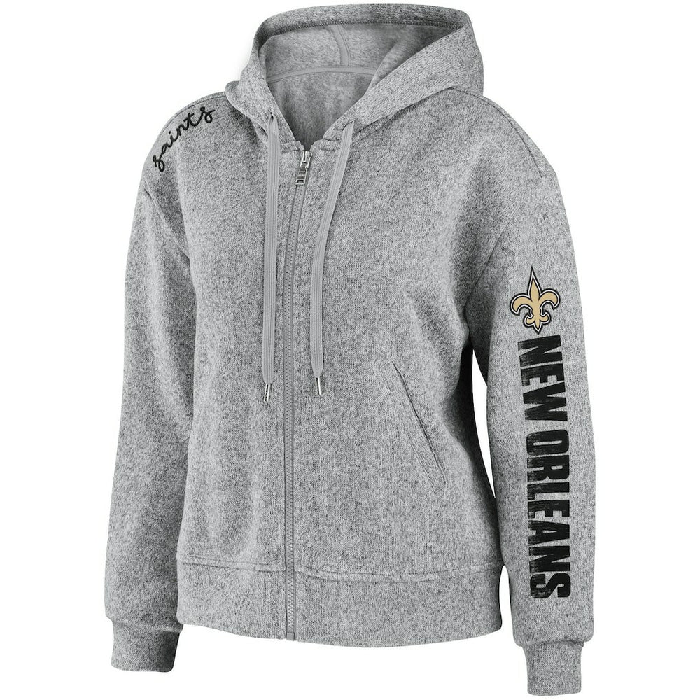 New Orleans Saints WEAR by Erin Andrews Women's Full-Zip Hoodie - Heathered Gray - NFL
