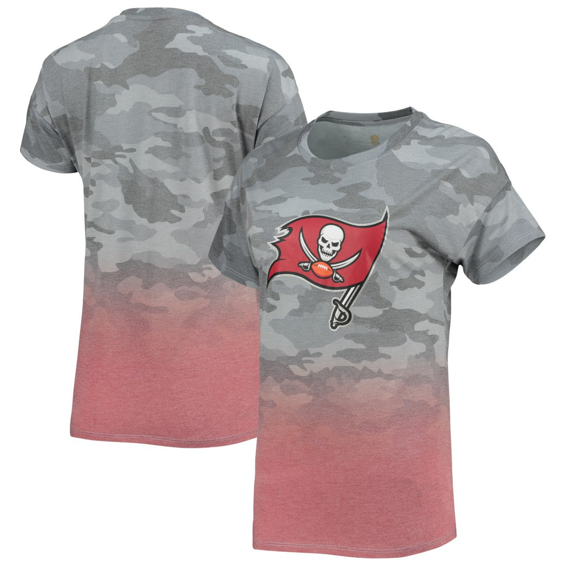 Tampa Bay Buccaneers Juniors Beth Camo Dip-Dye T-Shirt - Gray/Red - NFL