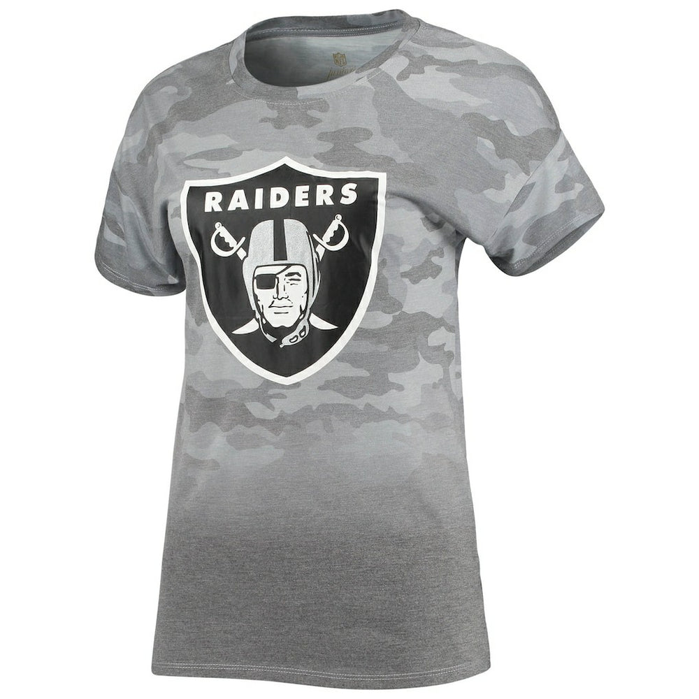 Las Vegas Raiders Juniors Beth Camo Dip-Dye T-Shirt - Gray/Black - NFL