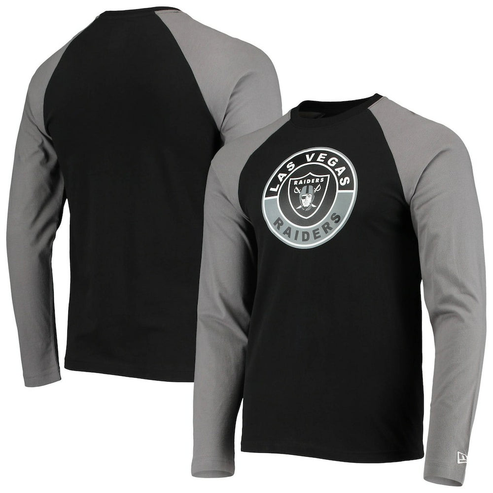 Las Vegas Raiders New Era League Raglan Long Sleeve T-Shirt - Black/Gray - NFL
