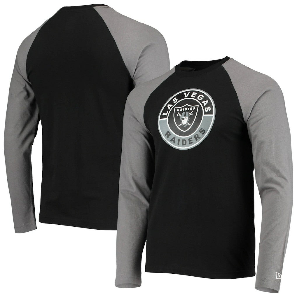Las Vegas Raiders New Era League Raglan Long Sleeve T-Shirt - Black/Gray - NFL
