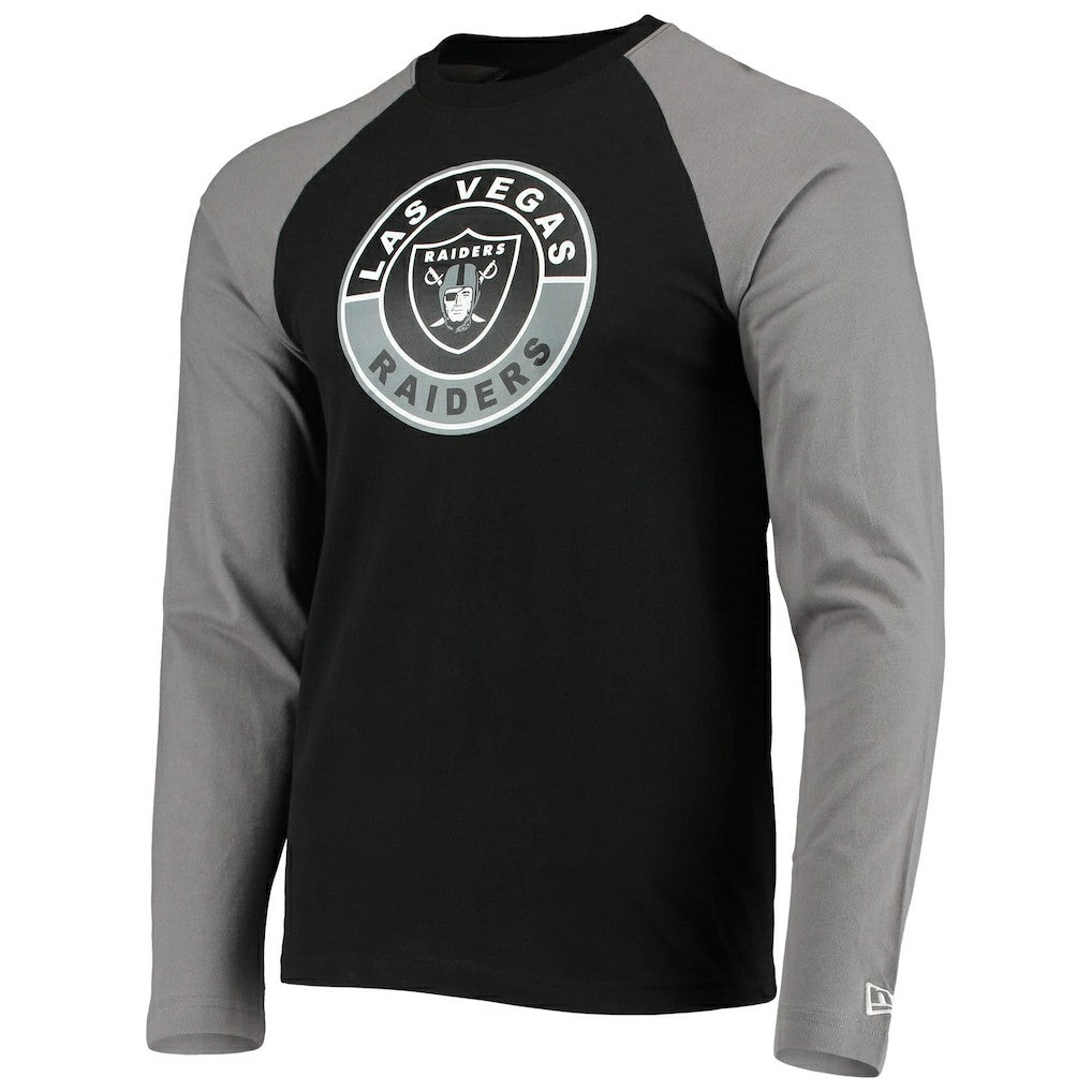 Las Vegas Raiders New Era League Raglan Long Sleeve T-Shirt - Black/Gray - NFL