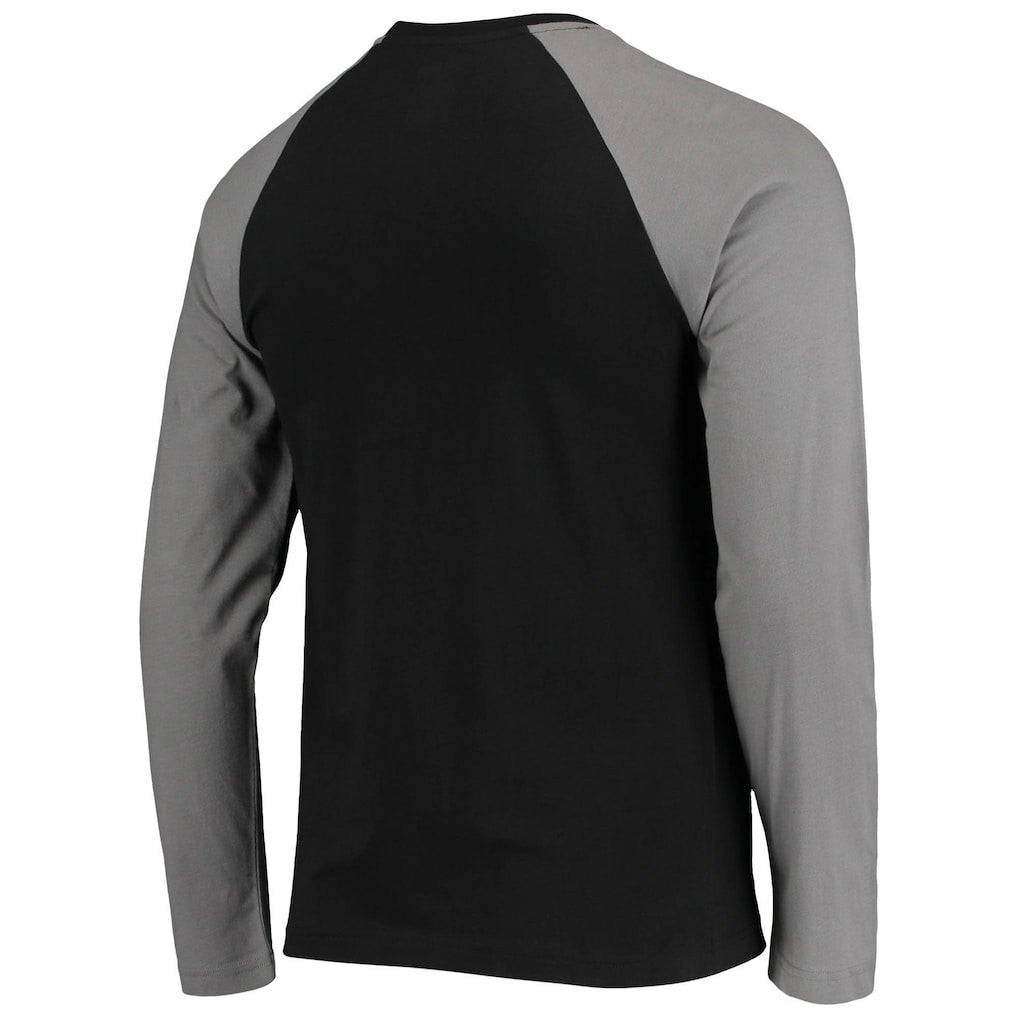 Las Vegas Raiders New Era League Raglan Throwback Long Sleeve T-Shirt - Black/Gray - NFL