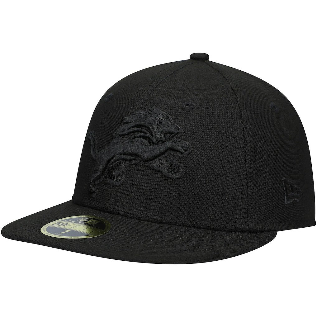 Detroit Lions New Era Black on Black Low Profile 59FIFTY II Fitted Hat - Black - NFL