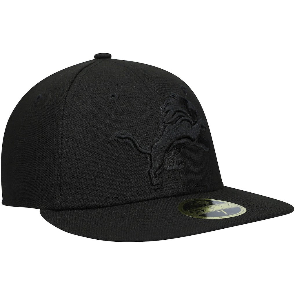 Detroit Lions New Era Black on Black Low Profile 59FIFTY II Fitted Hat - Black - NFL