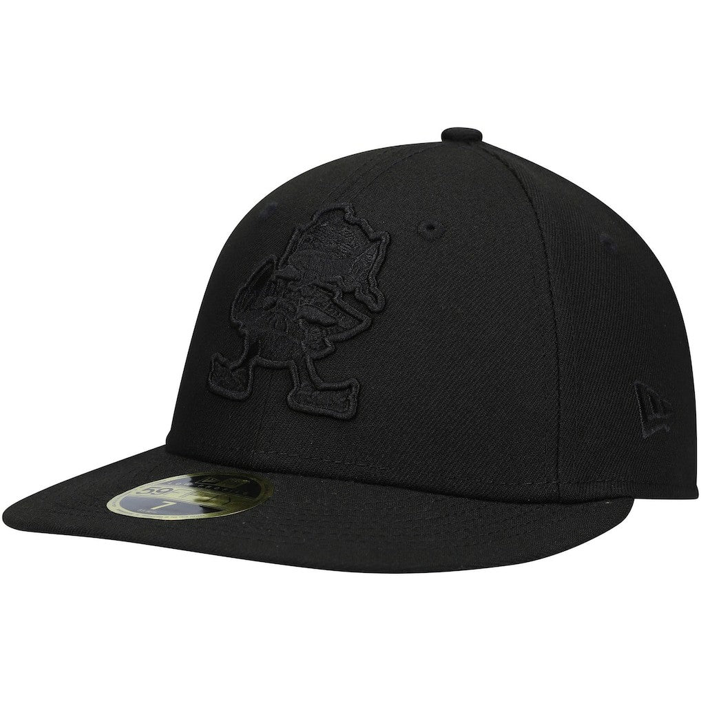 Cleveland Browns New Era Historic Logo Black on Black Low Profile 59FIFTY II Fitted Hat - Black - NFL