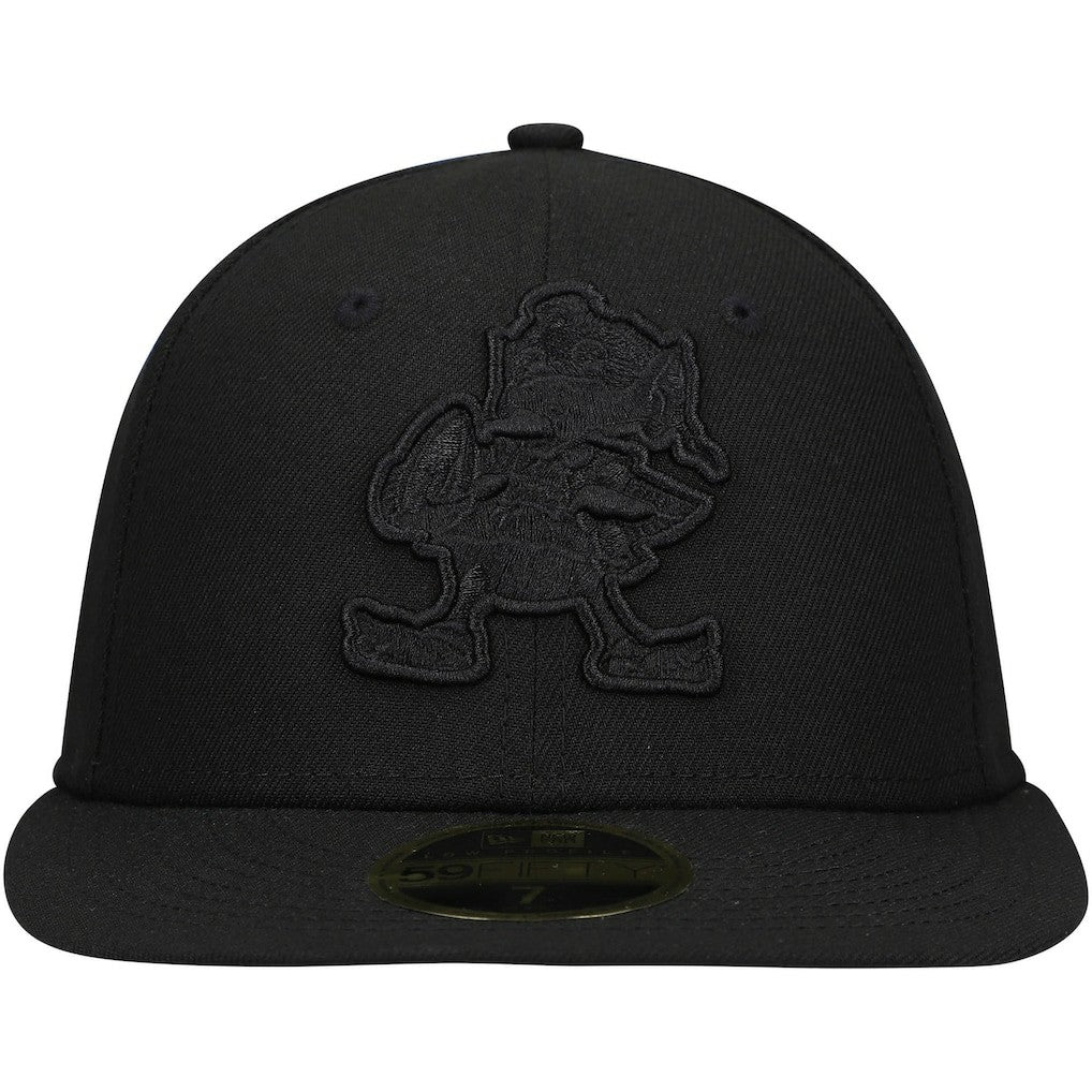 Cleveland Browns New Era Historic Logo Black on Black Low Profile 59FIFTY II Fitted Hat - Black - NFL