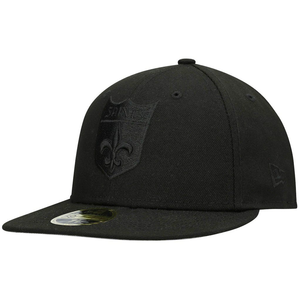 New Orleans Saints New Era Historic Logo Black on Black Low Profile 59FIFTY II Fitted Hat - Black - NFL