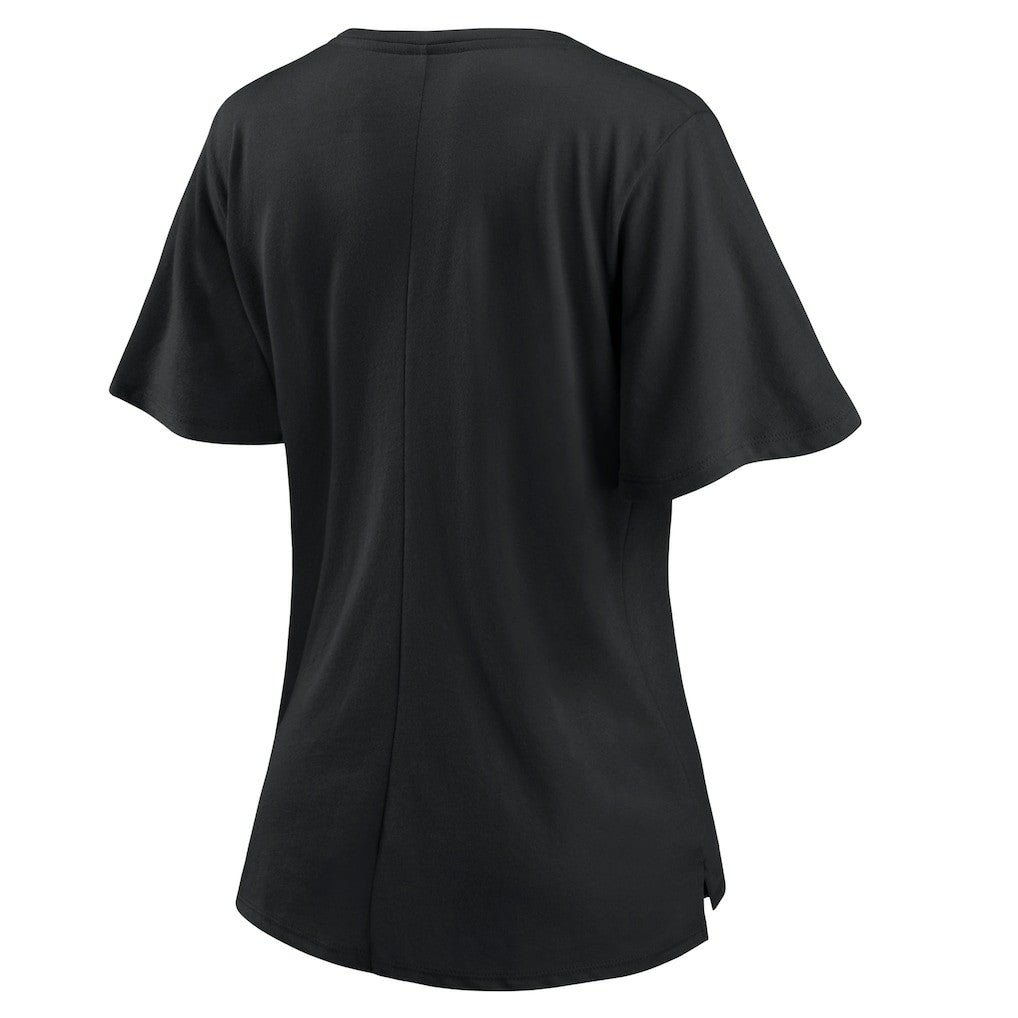 New Orleans Saints Women's Southpaw Flutter V-Neck T-Shirt - Black - Fanatics