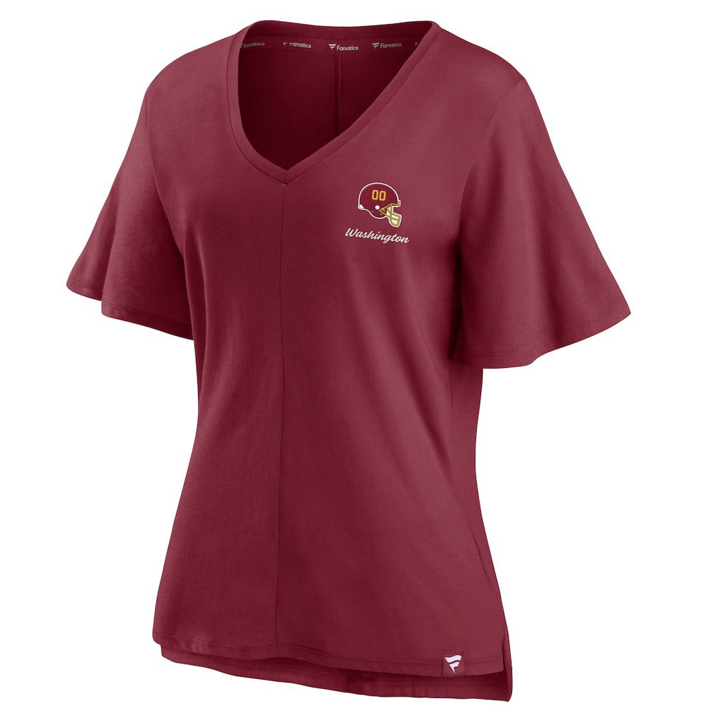 Washington Football Team Women's Southpaw Flutter V-Neck T-Shirt - Burgundy - Fanatics