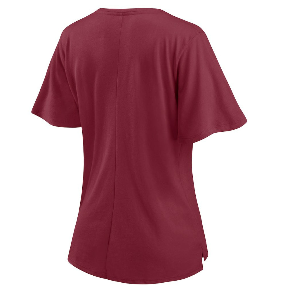 Washington Football Team Women's Southpaw Flutter V-Neck T-Shirt - Burgundy - Fanatics