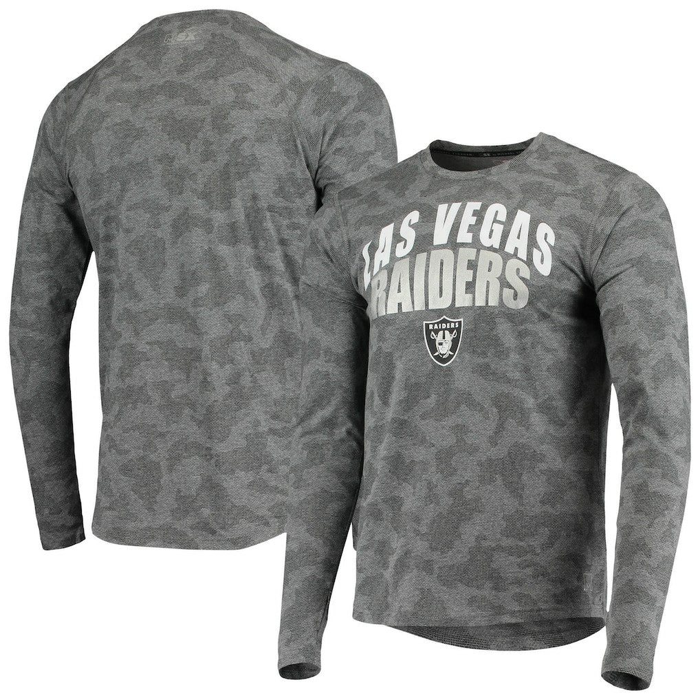 Las Vegas Raiders MSX by Michael Strahan Camo Performance Long Sleeve T-Shirt - Black - NFL