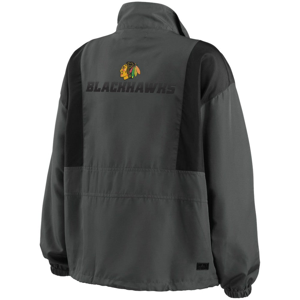 Chicago Blackhawks WEAR by Erin Andrews Women's Popover Packable Half-Zip Jacket - Charcoal | NHL on sale