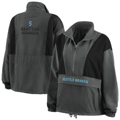 Seattle Kraken WEAR by Erin Andrews Women's Popover Packable Half-Zip Jacket - Charcoal | NHL Lifestyle