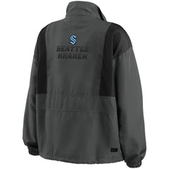 Seattle Kraken WEAR by Erin Andrews Women's Popover Packable Half-Zip Jacket - Charcoal | NHL Lifestyle
