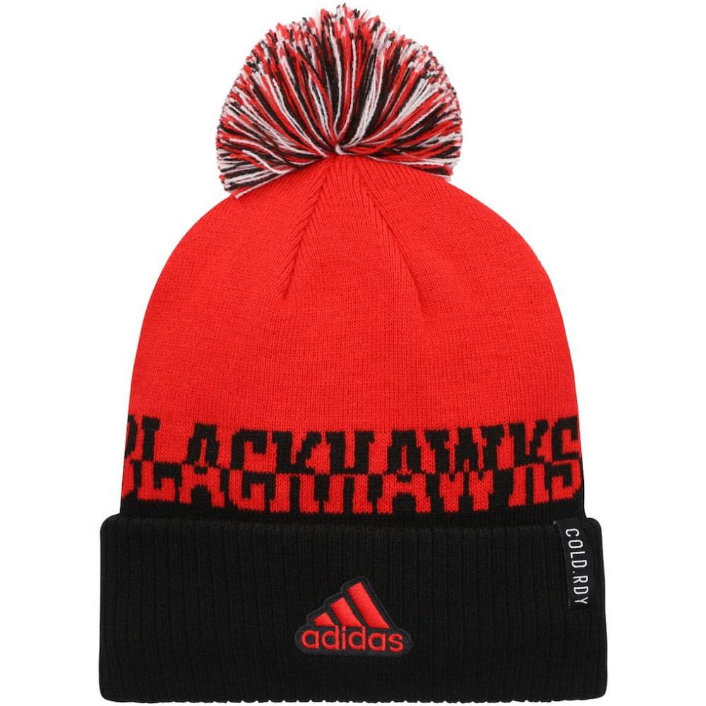 Chicago Blackhawks adidas COLD.RDY Cuffed Knit Hat with Pom - Red/Black | Adidas online