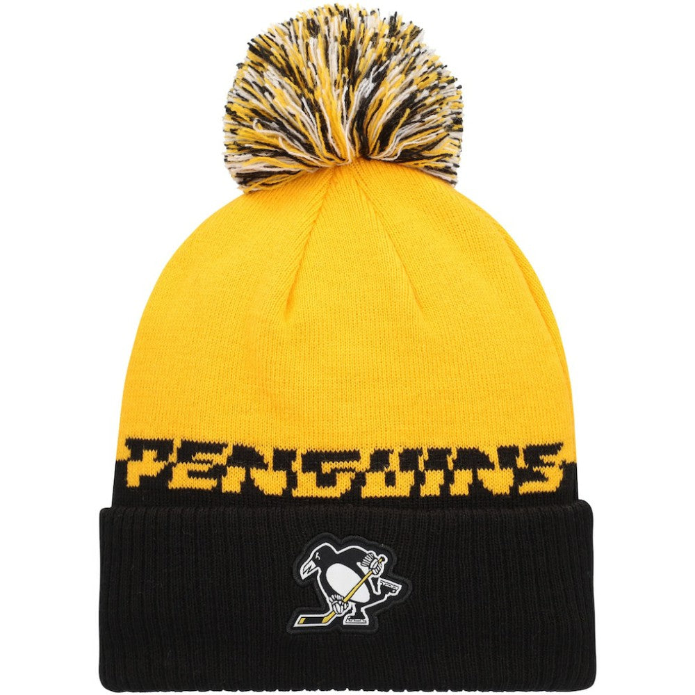Pittsburgh Penguins adidas COLD.RDY Cuffed Knit Hat with Pom - Yellow/Black | Adidas Clearance