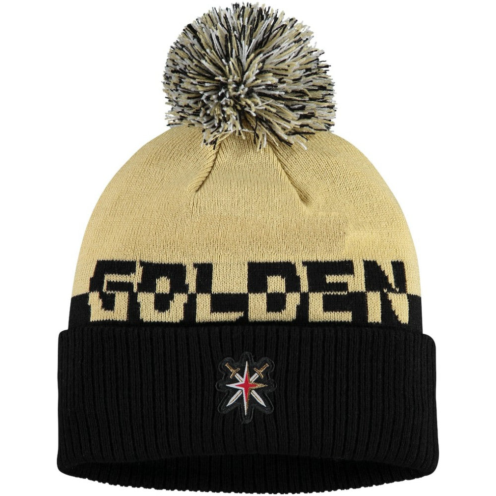 Vegas Golden Knights adidas COLD.RDY Cuffed Knit Hat with Pom - Gold/Black | Adidas Clearance