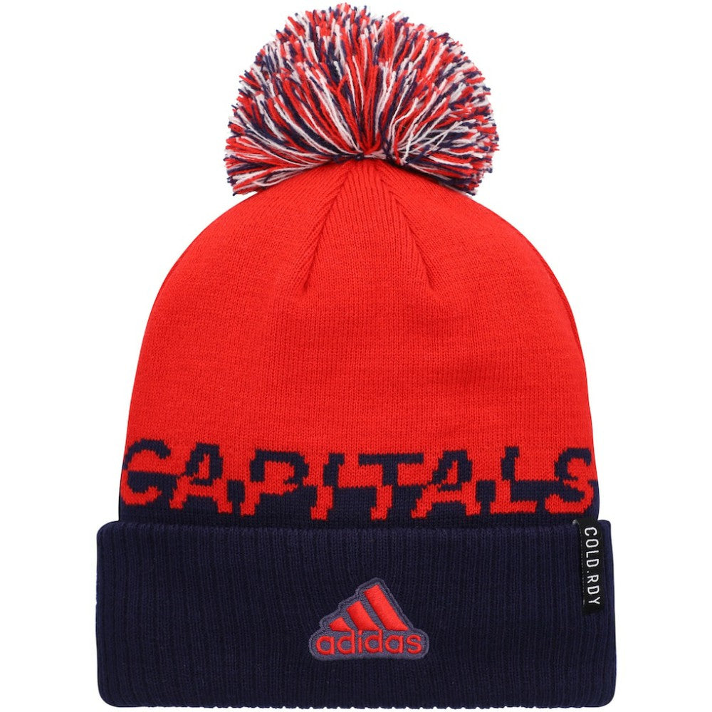Washington Capitals adidas COLD.RDY Cuffed Knit Hat with Pom - Red/Navy | Adidas Clearance