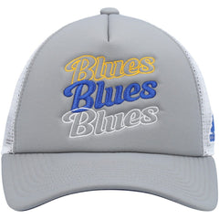 St. Louis Blues adidas Women's Foam Trucker Snapback Hat - Gray/White | Adidas near me
