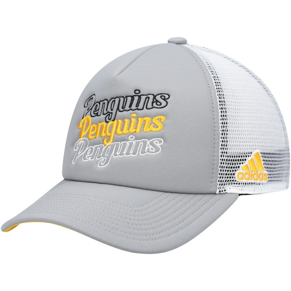 Pittsburgh Penguins adidas Women's Foam Trucker Snapback Hat - Gray/White | Adidas near me