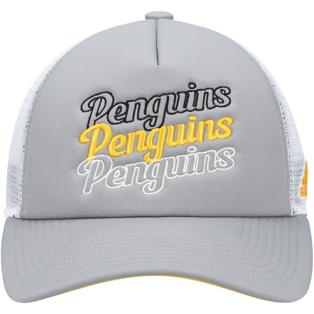 Pittsburgh Penguins adidas Women's Foam Trucker Snapback Hat - Gray/White | Adidas near me
