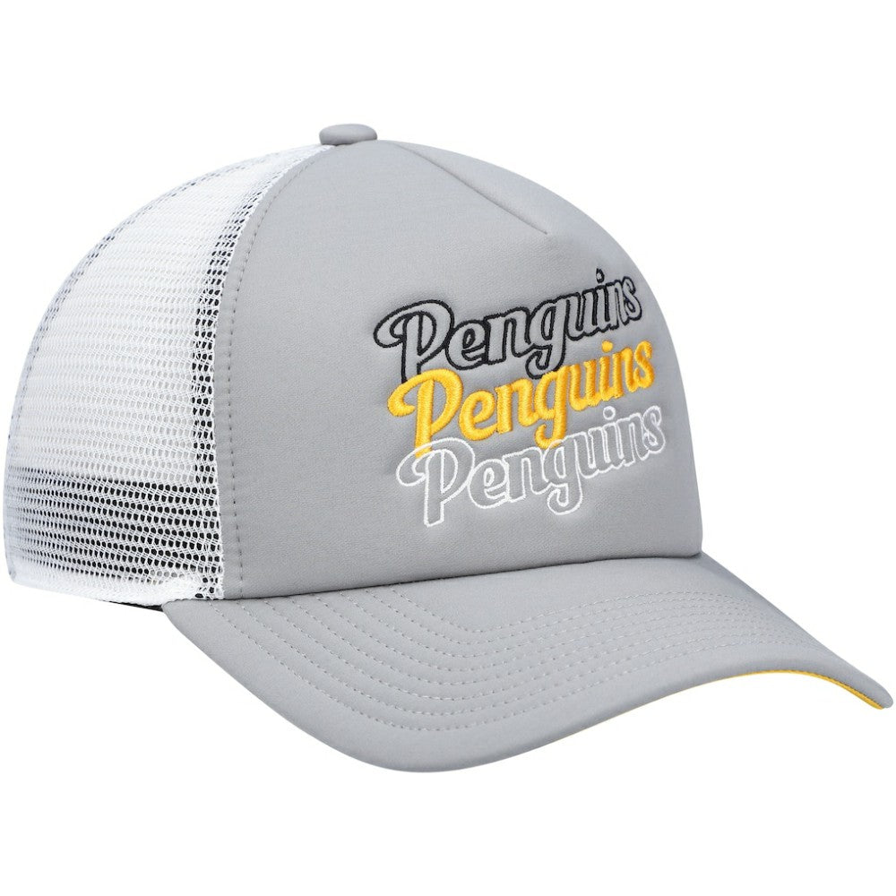 Pittsburgh Penguins adidas Women's Foam Trucker Snapback Hat - Gray/White | Adidas near me