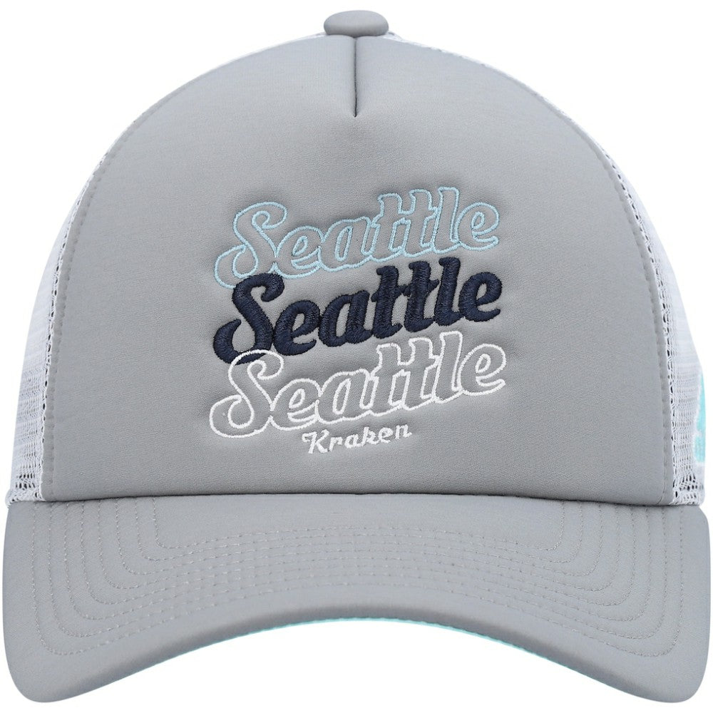 Seattle Kraken adidas Women's Foam Trucker Snapback Hat - Gray/White | Adidas on sale