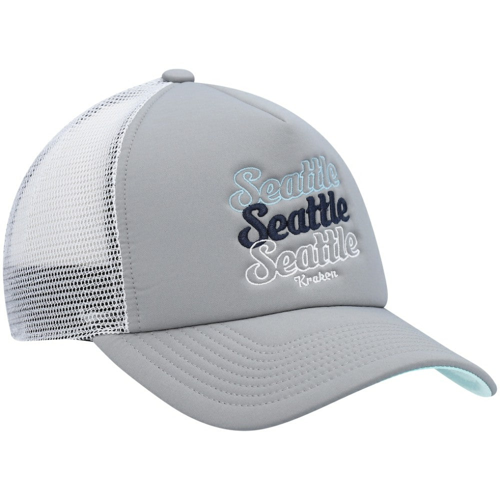 Seattle Kraken adidas Women's Foam Trucker Snapback Hat - Gray/White | Adidas on sale