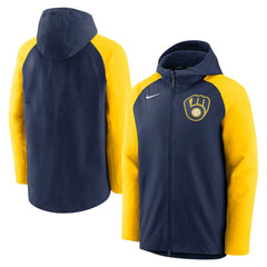 Milwaukee Brewers Nike Authentic Collection Performance Raglan Full-Zip Hoodie Discount