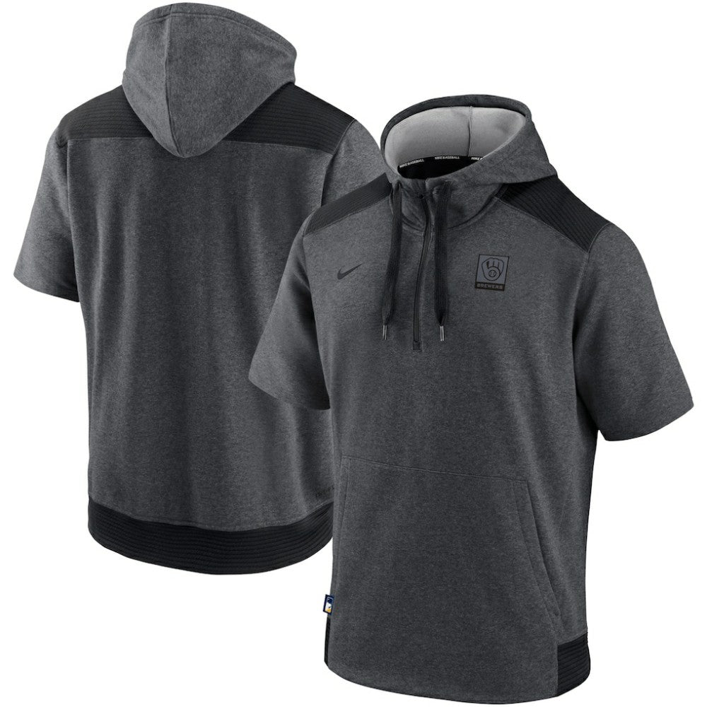 Milwaukee Brewers Nike Authentic Collection Dry Flux Performance Quarter-Zip Short Sleeve Hoodie Online