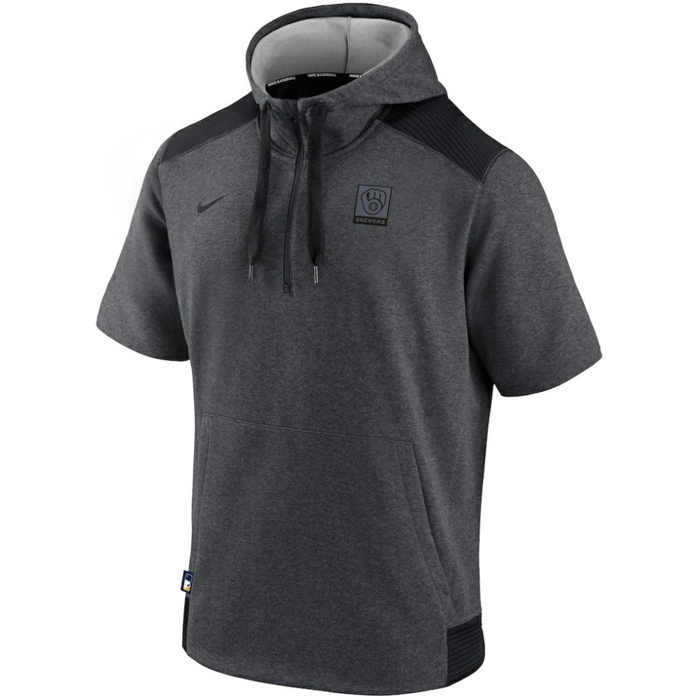 Milwaukee Brewers Nike Authentic Collection Dry Flux Performance Quarter-Zip Short Sleeve Hoodie Online