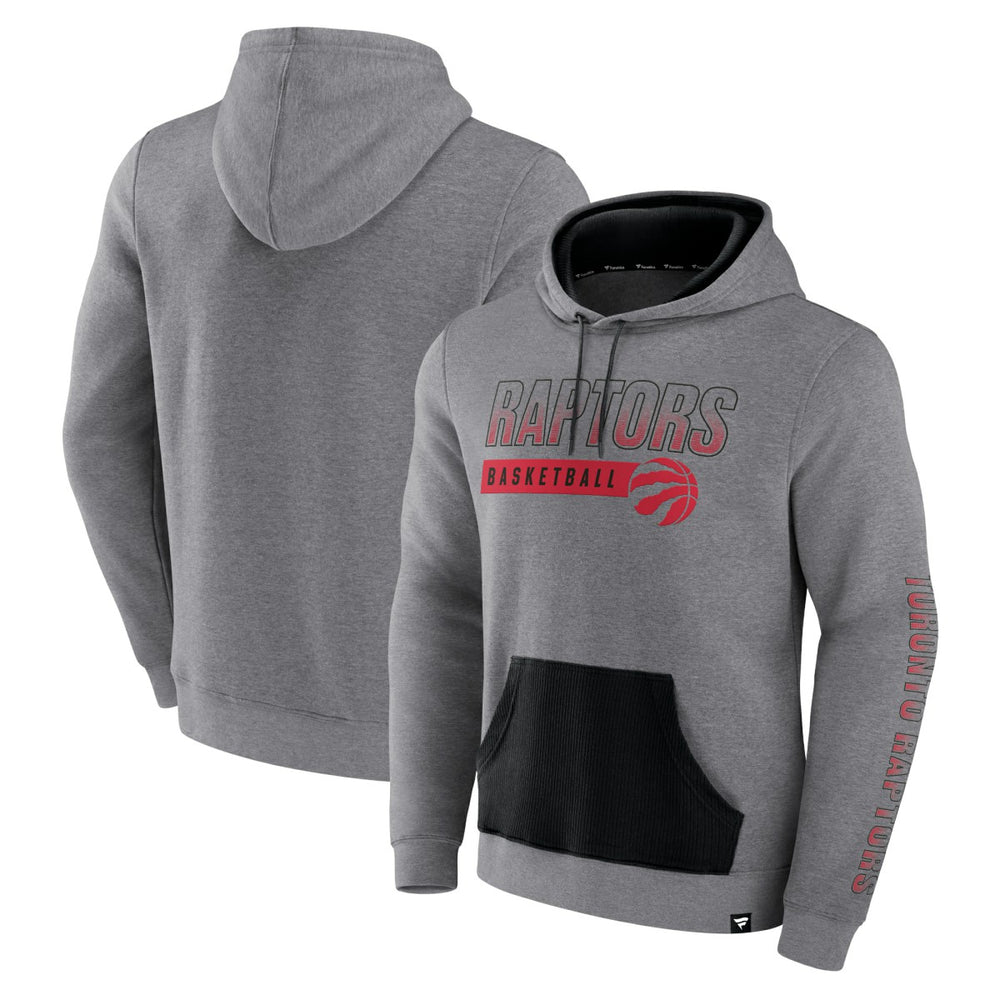 Fanatics Toronto Raptors Off The Bench Color Block Pullover Hoodie Heathered Gray
