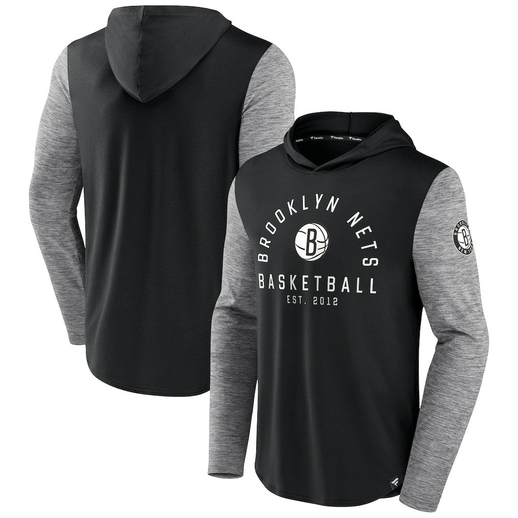 Fanatics Brooklyn Nets Deep Rotation Performance Pullover Hoodie Black/Heathered Charcoal