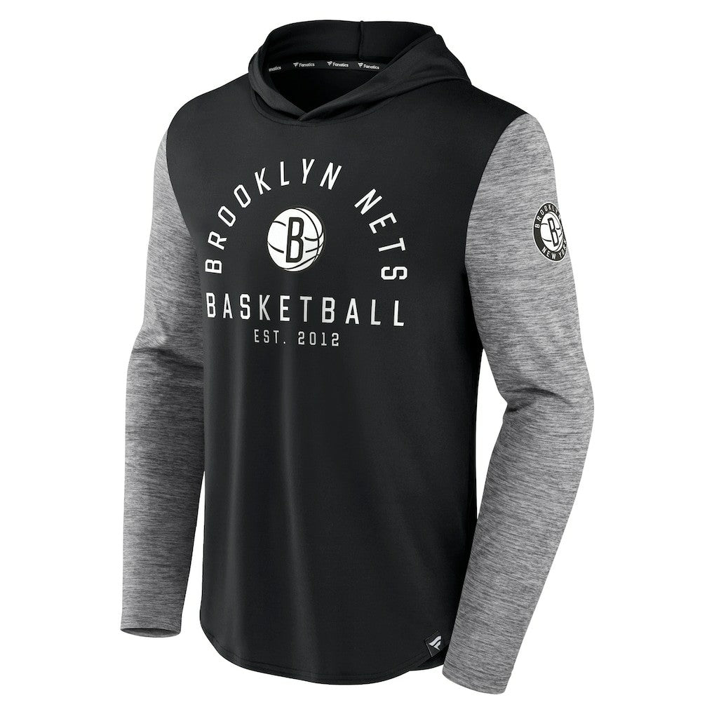 Fanatics Brooklyn Nets Deep Rotation Performance Pullover Hoodie Black/Heathered Charcoal