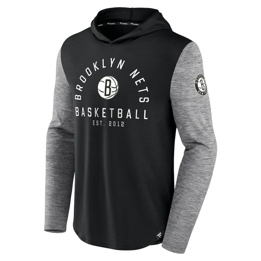 Fanatics Brooklyn Nets Deep Rotation Performance Pullover Hoodie Black/Heathered Charcoal