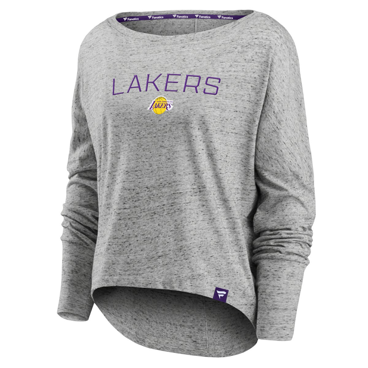 Fanatics Los Angeles Lakers Women's Nostalgia Off-The-Shoulder Long Sleeve T-Shirt Heathered Gray