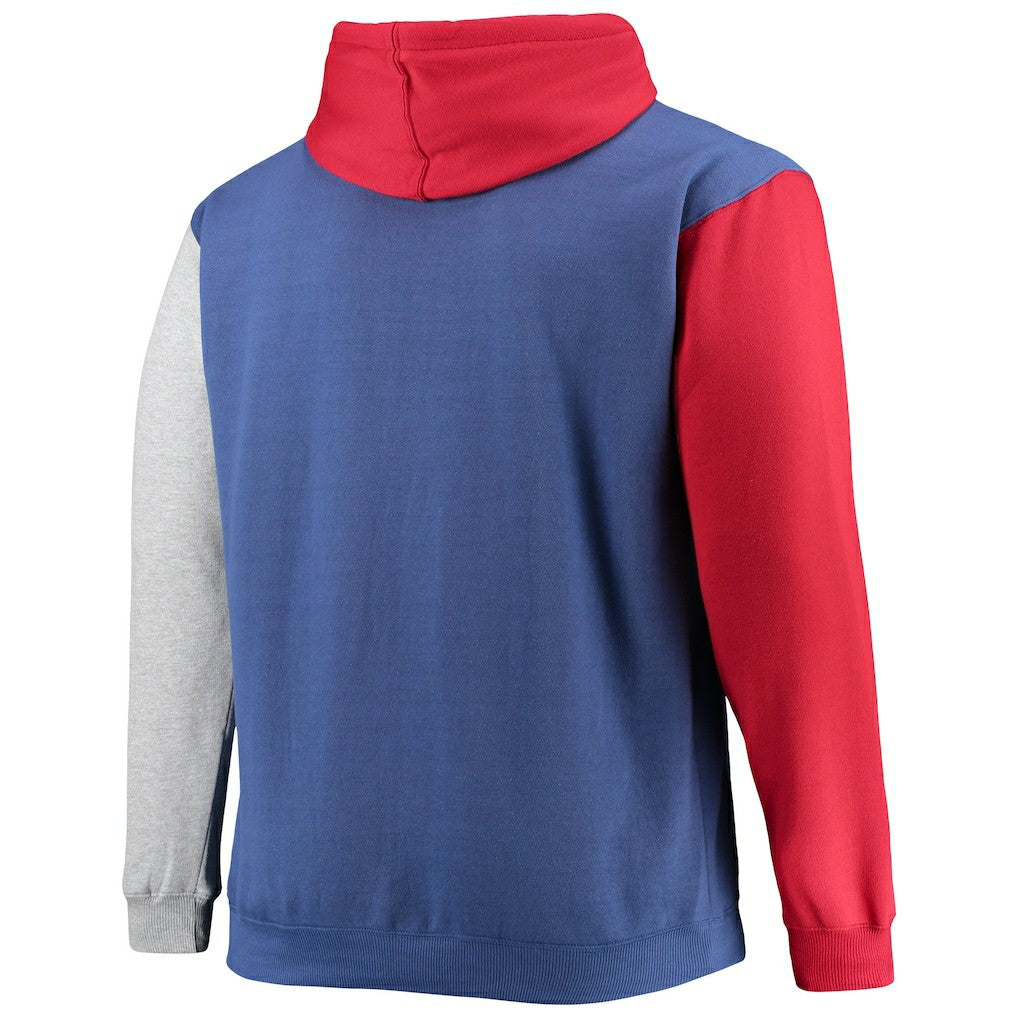 Fanatics Philadelphia 76ers Big & Tall Double Contrast Pullover Hoodie Royal/Red