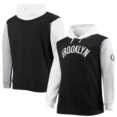 Fanatics Brooklyn Nets Big & Tall Double Contrast Pullover Hoodie Black/White