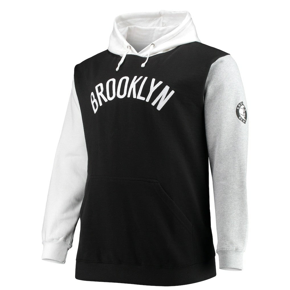 Fanatics Brooklyn Nets Big & Tall Double Contrast Pullover Hoodie Black/White