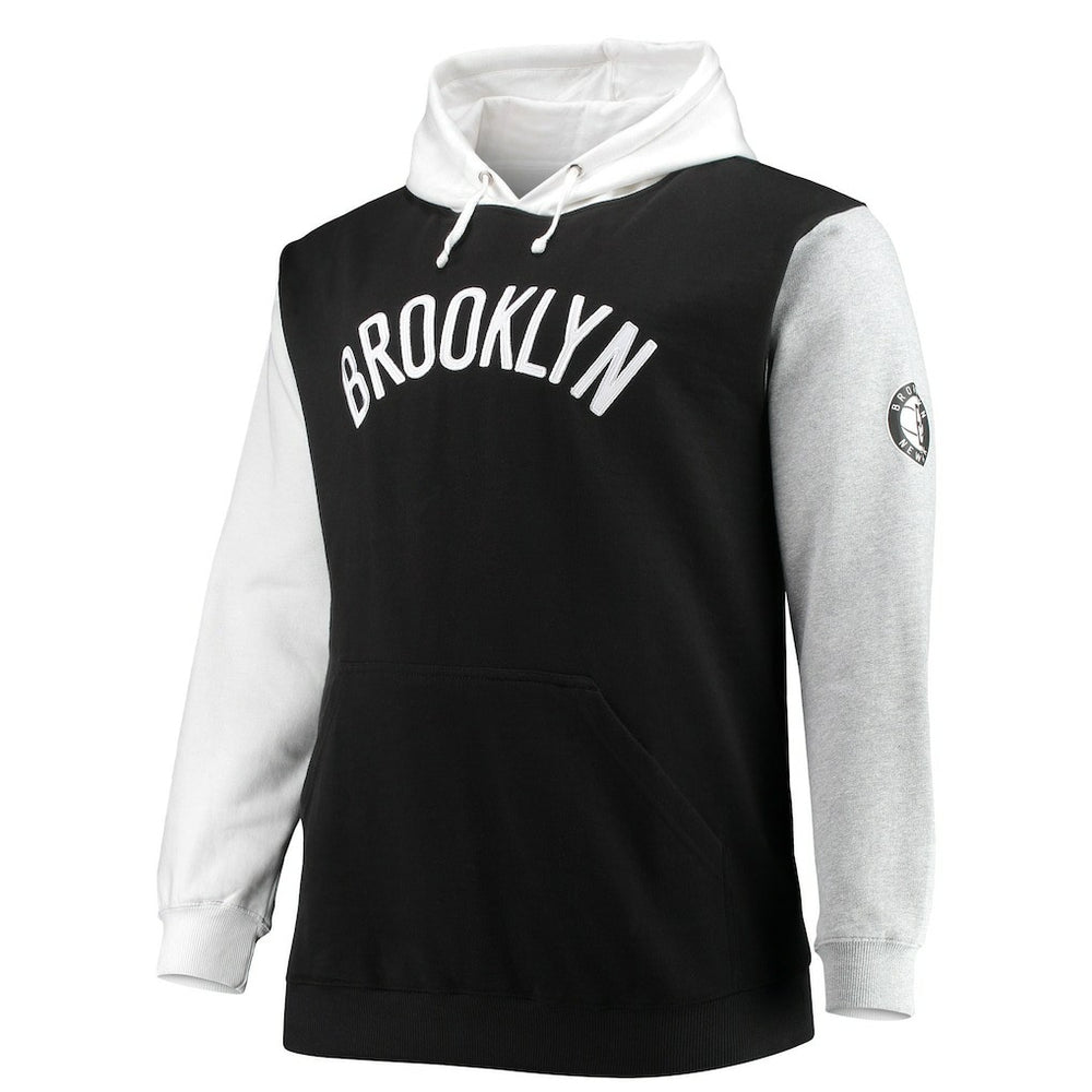 Fanatics Brooklyn Nets Big & Tall Double Contrast Pullover Hoodie Black/White